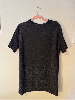 Zara Black Multicolor Sparkle Short Sleeve mini shirt dress small